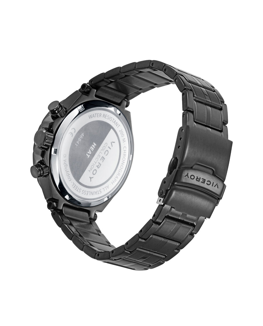 Crono Acero Ip Negro Y Verde Brazalete Sr Va
