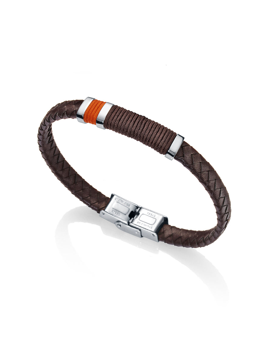 Pulsera Piel Trenzada Y Cordón Colores Sr Fn