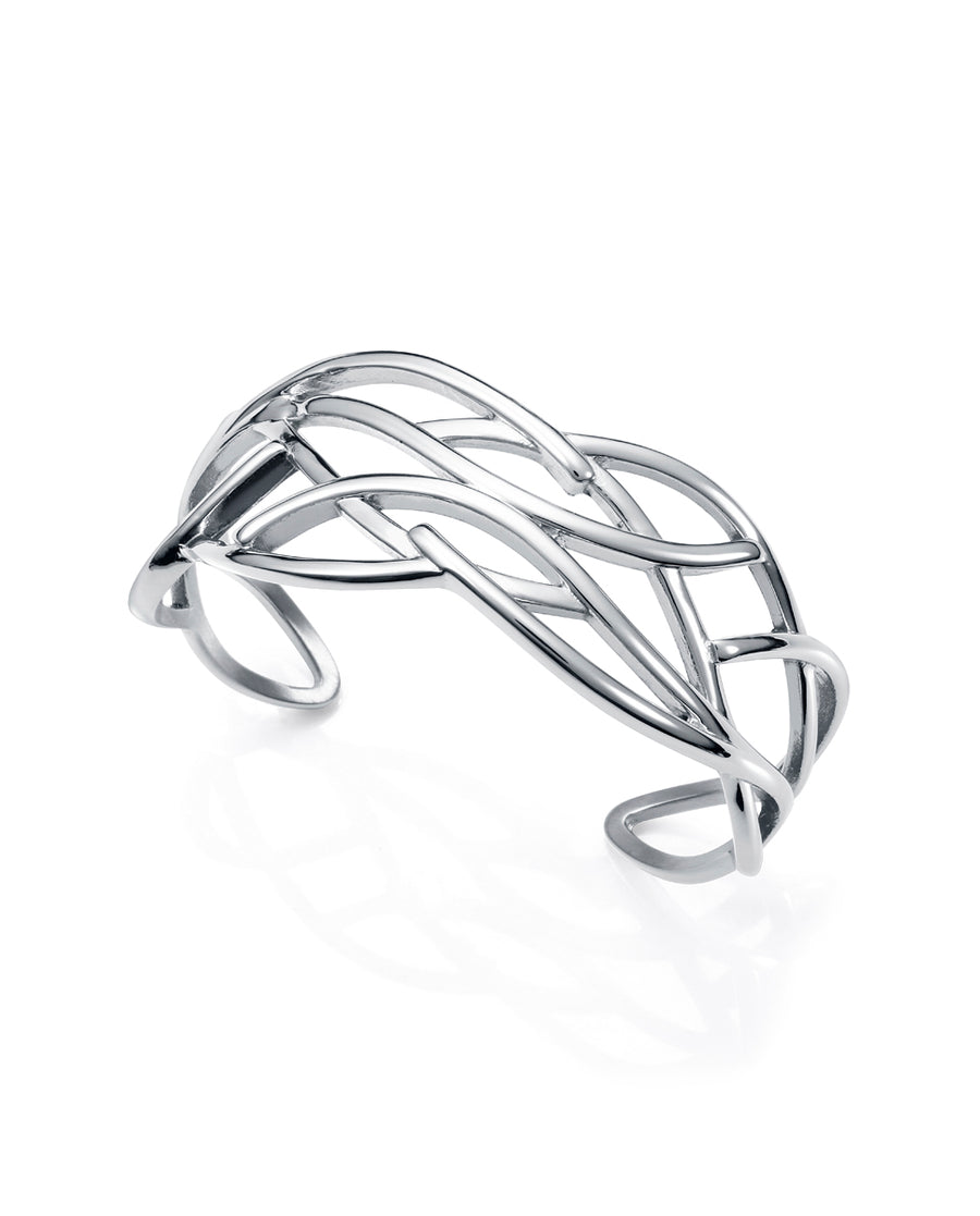 Steel Bangle Bracelet Waves: Diameter 6 Cm Lady Fn