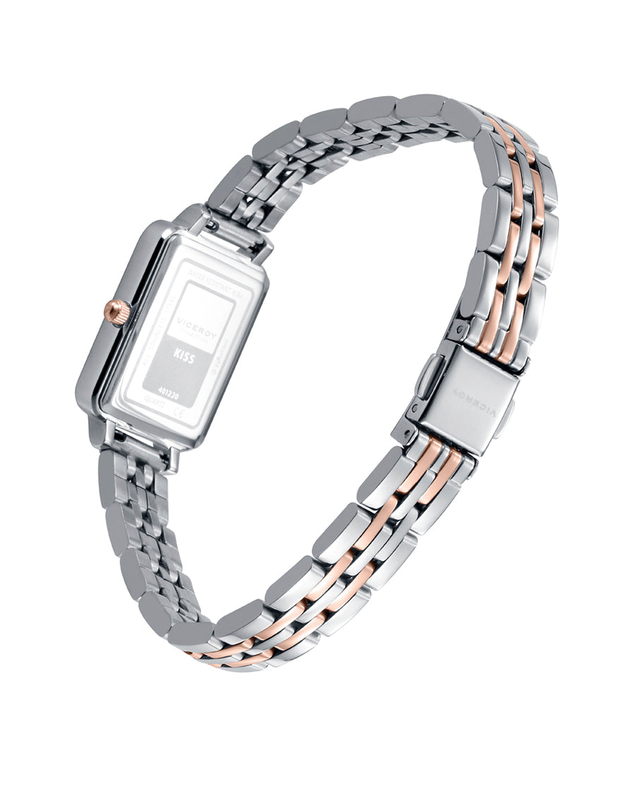 Reloj Acero Ip Rosa Brazalete Sra Va