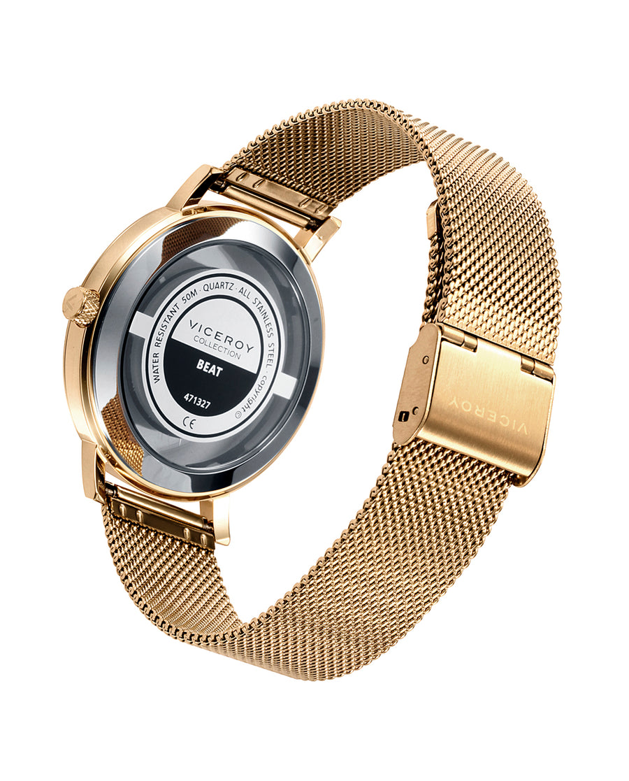Reloj Acero Ip Dorado Brazalete Sr Va