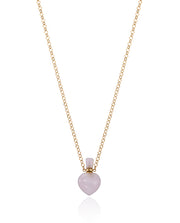Steel Necklace Ip Gold With Pink Quartz Pendant: