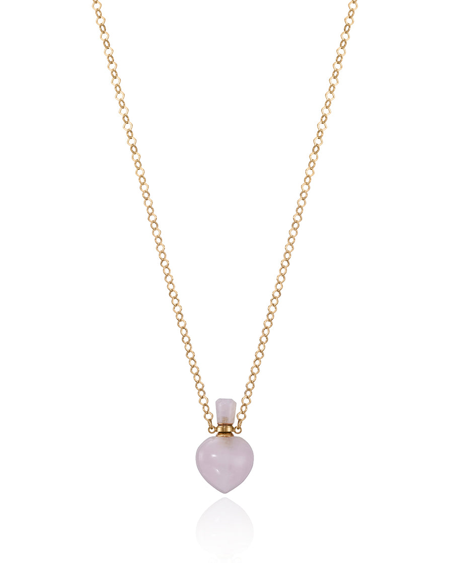 Steel Necklace Ip Gold With Pink Quartz Pendant: