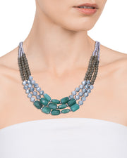Collar Acero Múltiple Piedras Sra Fn