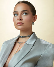 Steel Earrings Tubogas With White Cz: Diameter 2