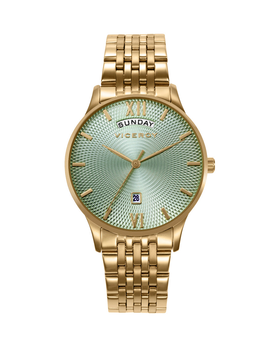 Reloj Acero Ip Dorado Brazalete Sra Va