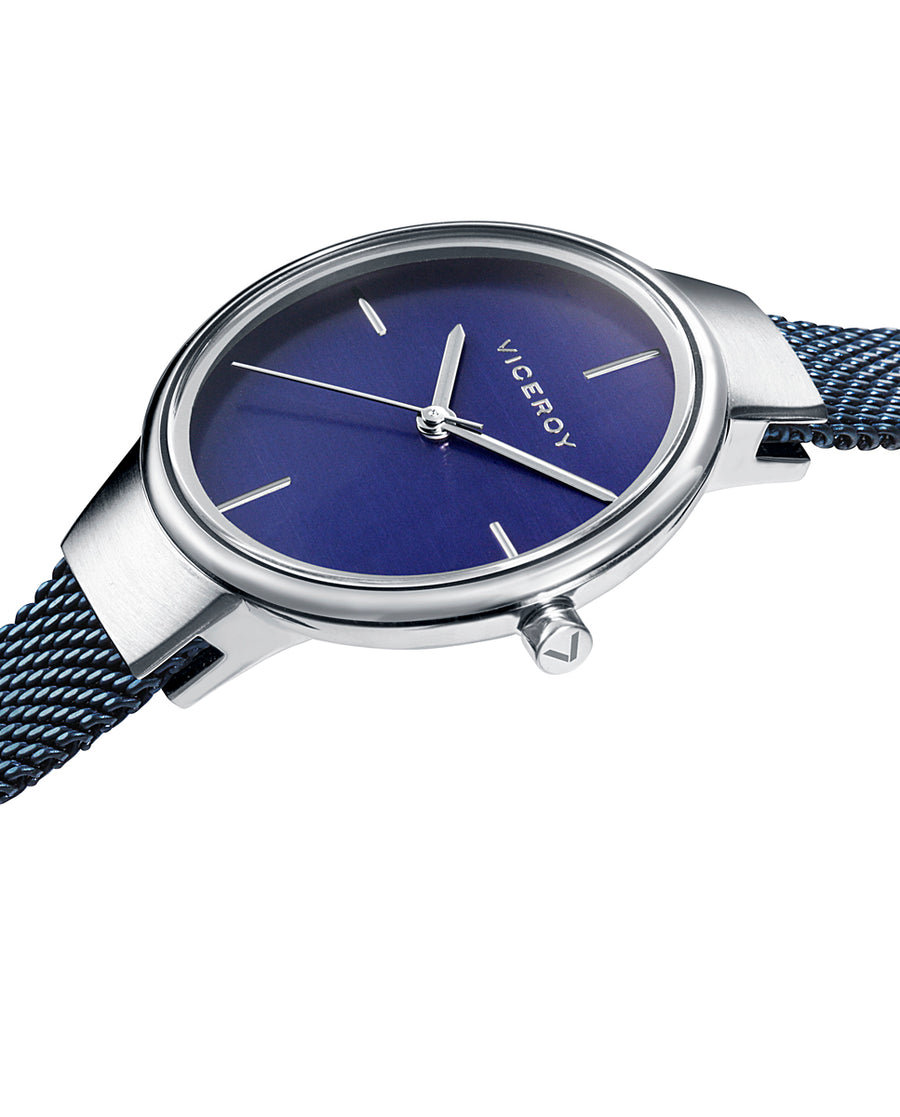 Reloj Acero Ip Azul Brazalete Sra Va