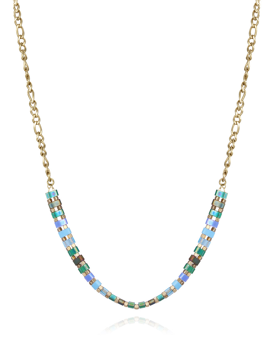 Collar Acero Ip Dorado Cristales Sra Fn