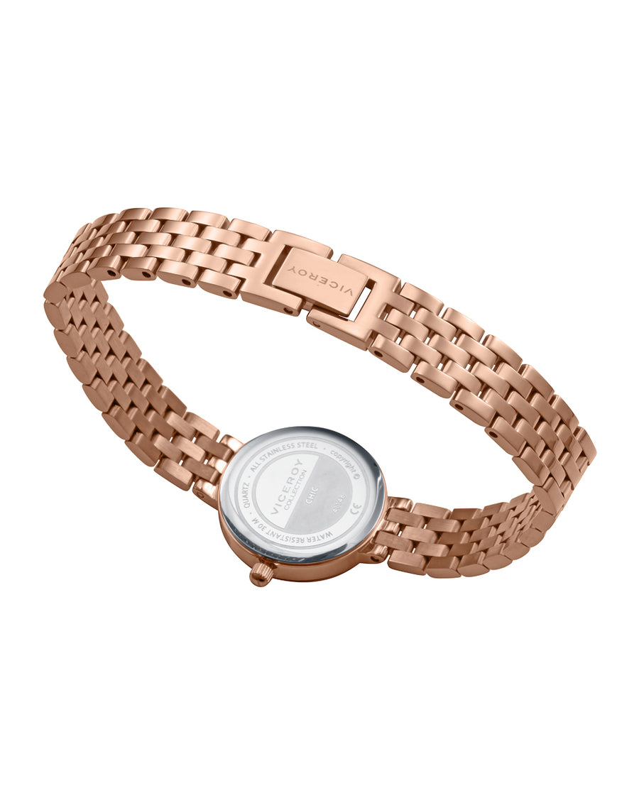 Reloj Acero Ip Rosa Brazalete Sra Va