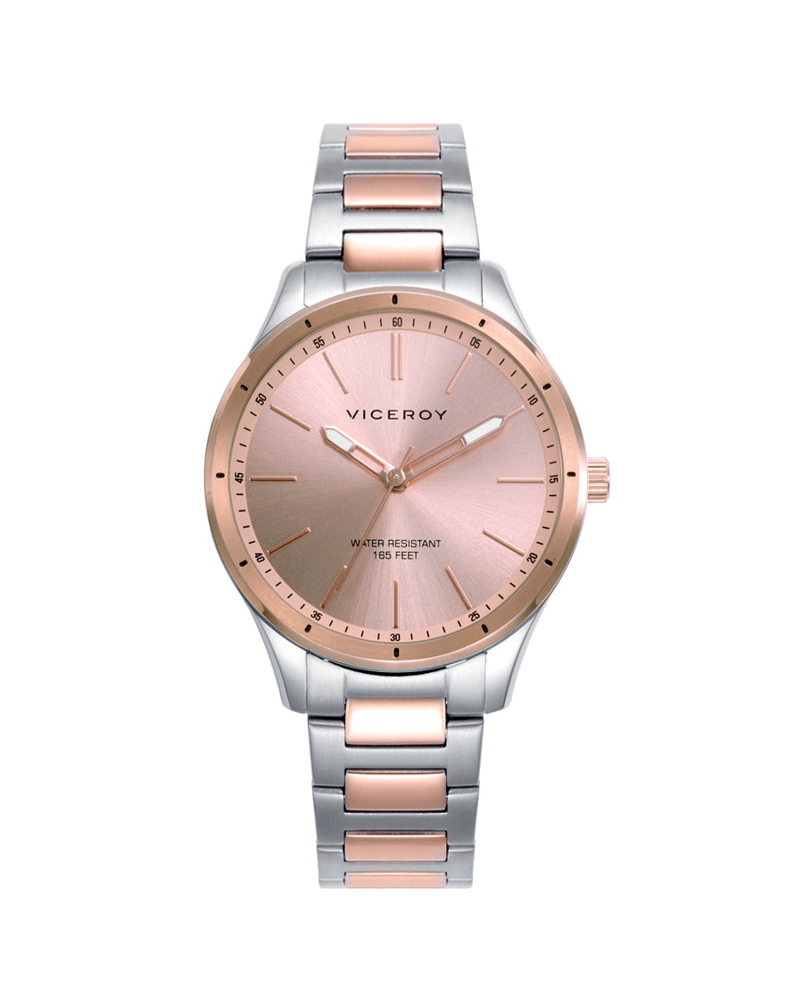 Reloj Acero Ip Rosa Brazalete Sra Va