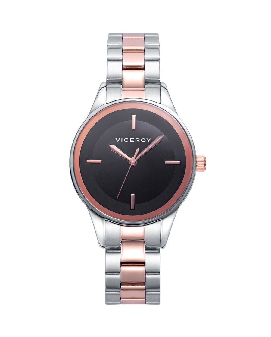 Reloj Acero Ip Rosa Brazalete Sra Va