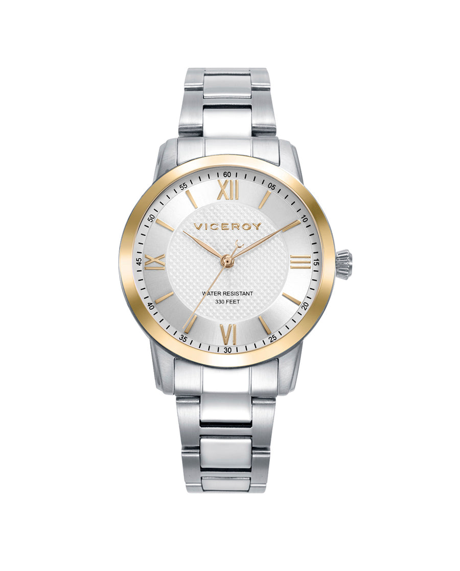 Reloj Acero Ip Dorado Brazalete Sra Va