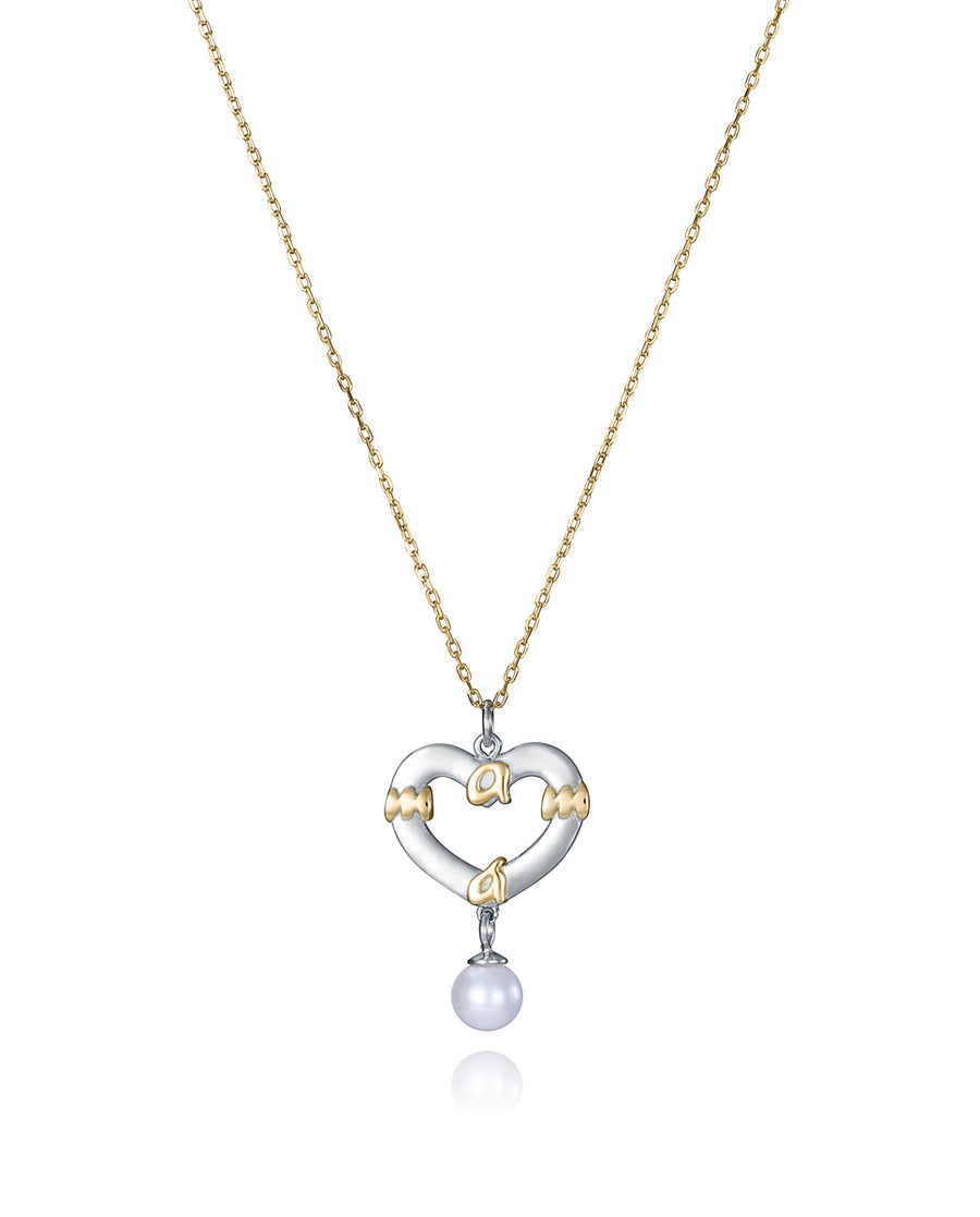 Sterling Silver Necklace With Gold Plating, Heart