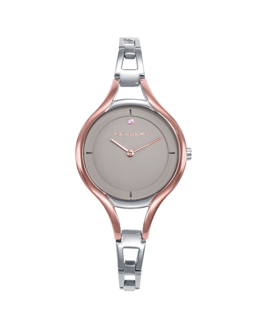 Reloj Acero Ip Rosa Brazalete Sra Va