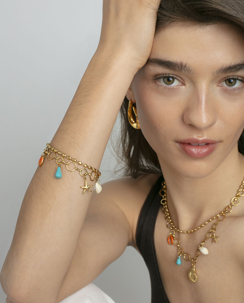 Puls Acero Ip Dorado Concha Sra Fashion