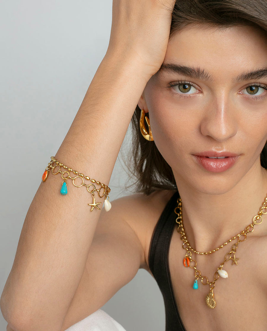 Steel Bracelet Ip Gold With Shell And Synthetic S