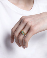 Sterling Silver Multiple Rings With Gold Plating