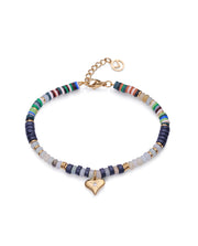 Steel Bracelet Ip Gold With Stones And Heart Pend