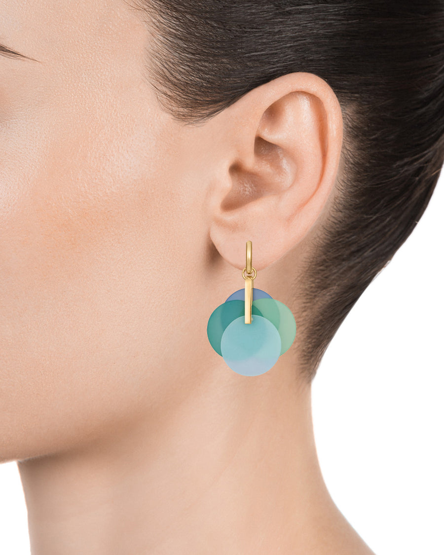 Steel Earrings Ip Gold And Coloured Resin Discs: