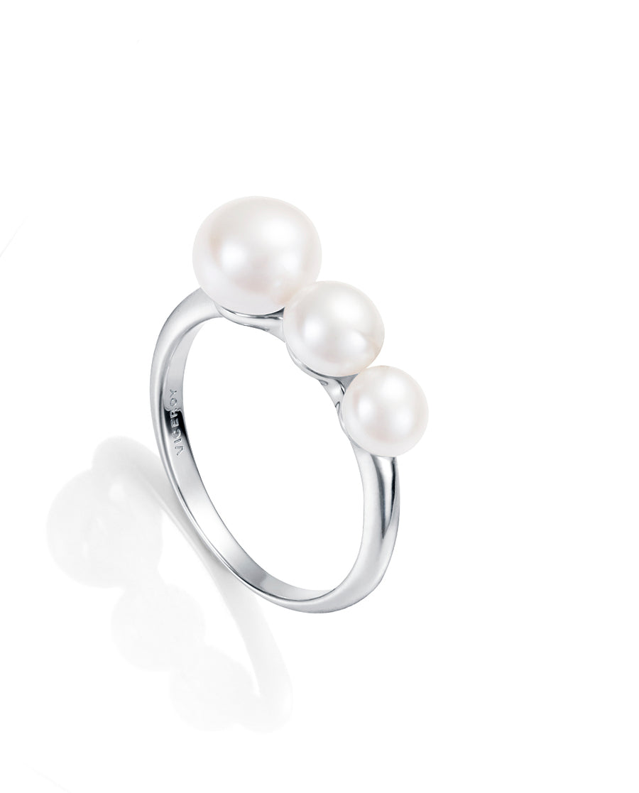 Sterling Silver Ring With 3 Pearls Lady Jewels