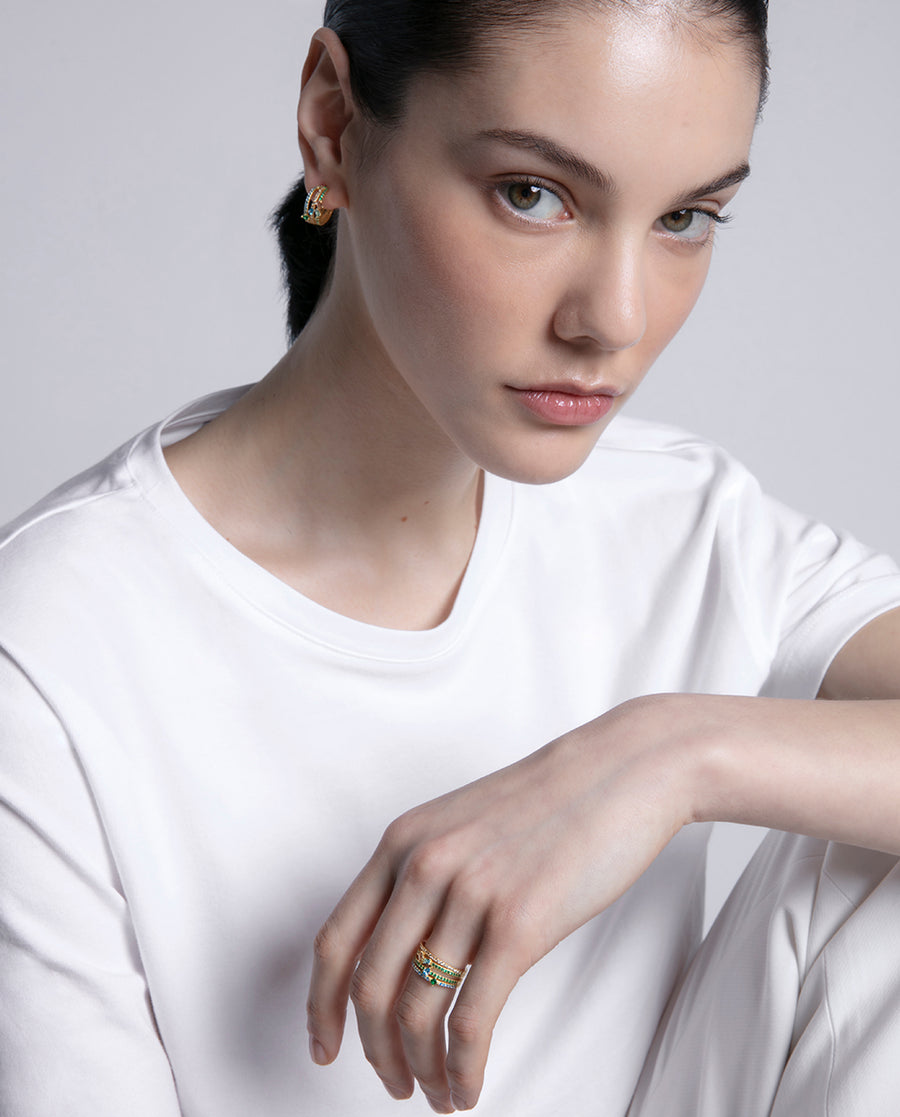 Sterling Silver Multiple Rings With Gold Plating