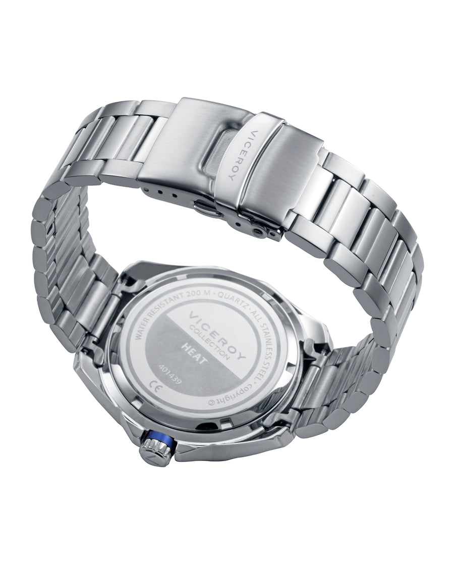 Reloj Acero Ip Azul Brazalete Sr Va