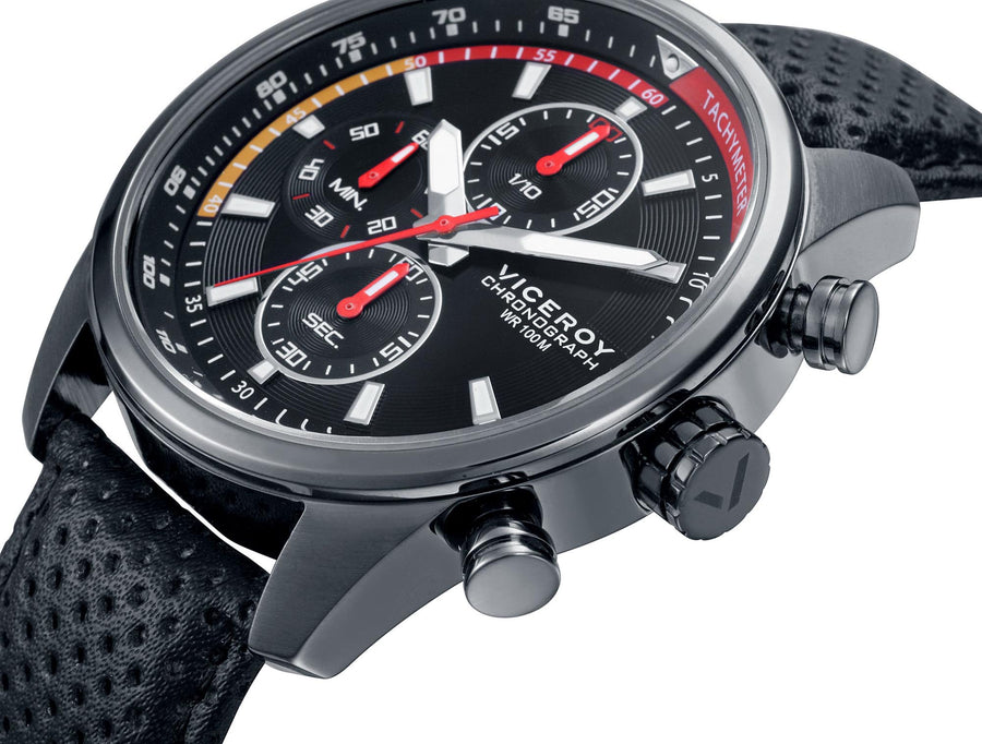 Cronógrafo Acero Ip Negro Correa Sr Viceroy Sport