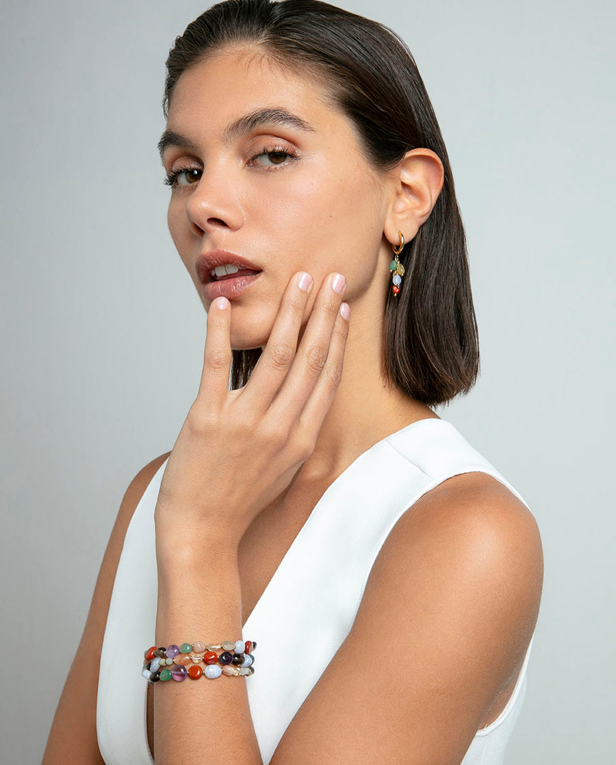 Pend Acero Ip Dorado Piedras Nat Sra Fashion