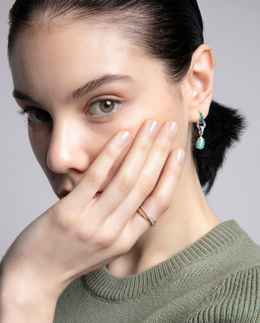 Sterling Silver Souble Ring With Gold And Rhodium