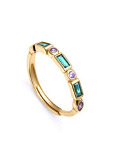 Sterling Silver Ring With Gold Plating And Green