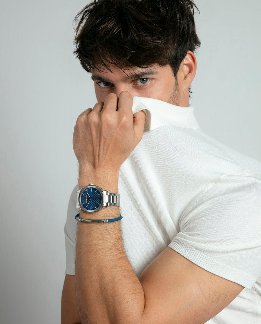 Puls Acero Y Silicona Azul Sr Fashion