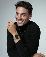 Reloj Acero Ip Verde Brazalete Sr Va