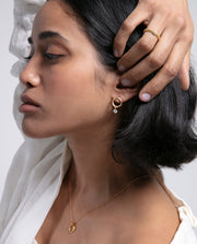 Sterling Silver Earrings With Gold Plating Ring W