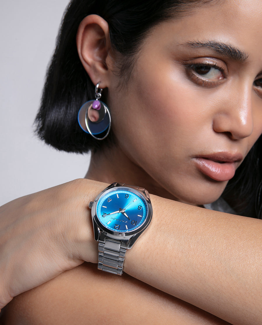 Steel Earrings Hoop And Irridescent Acrylic Circl