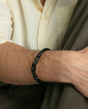 Puls Acero Ip Gris Y Piel Negra Sr Fashion