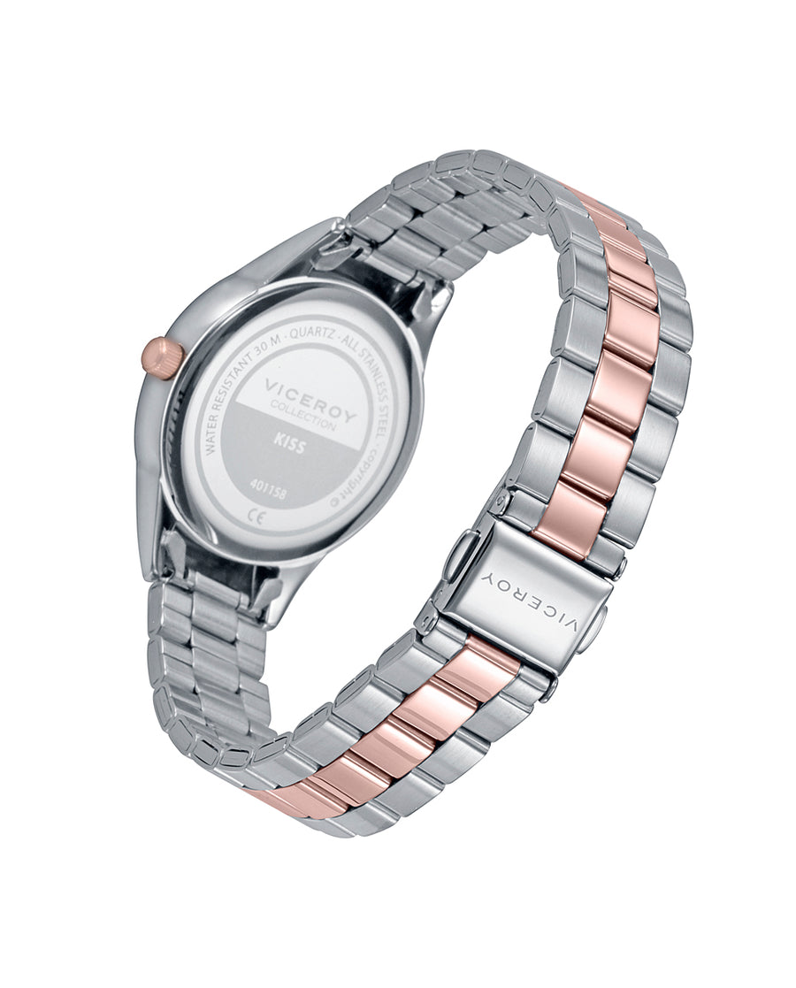 Reloj Acero Ip Rosa Brazalete Sra Va