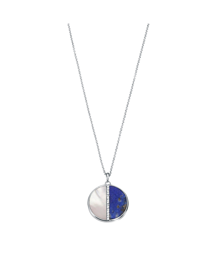 Collar Plata De Ley Con Lapislazuli Y Madre Perla Y Cz Sra Jewel