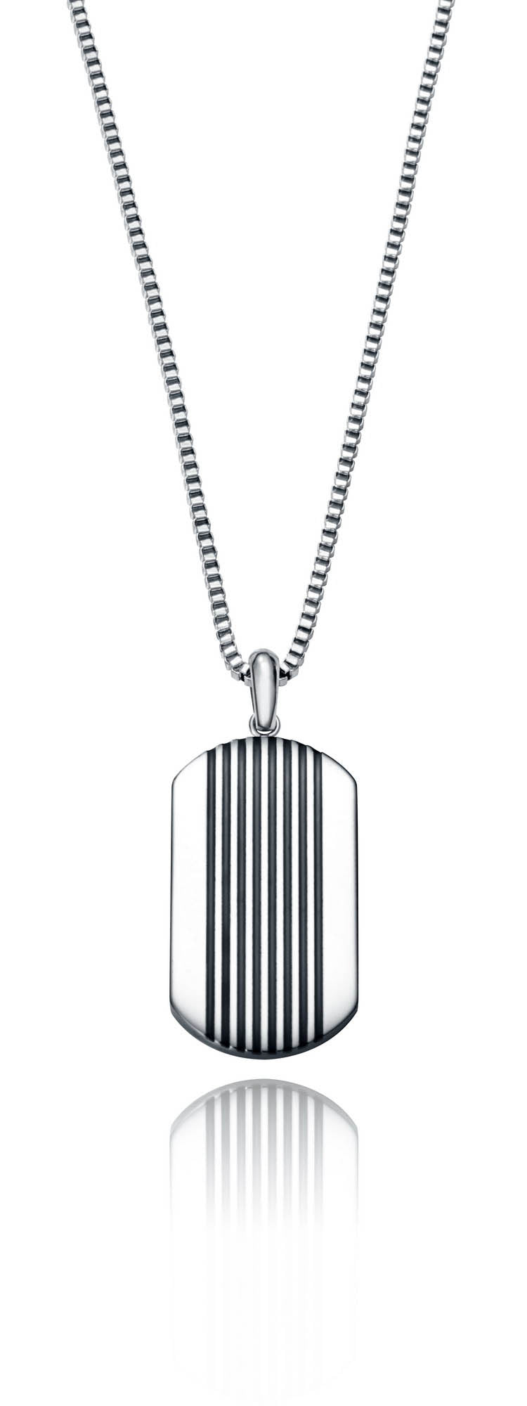 Collar Placa Acero Rayas Y Cadena Acero Sr Fashion
