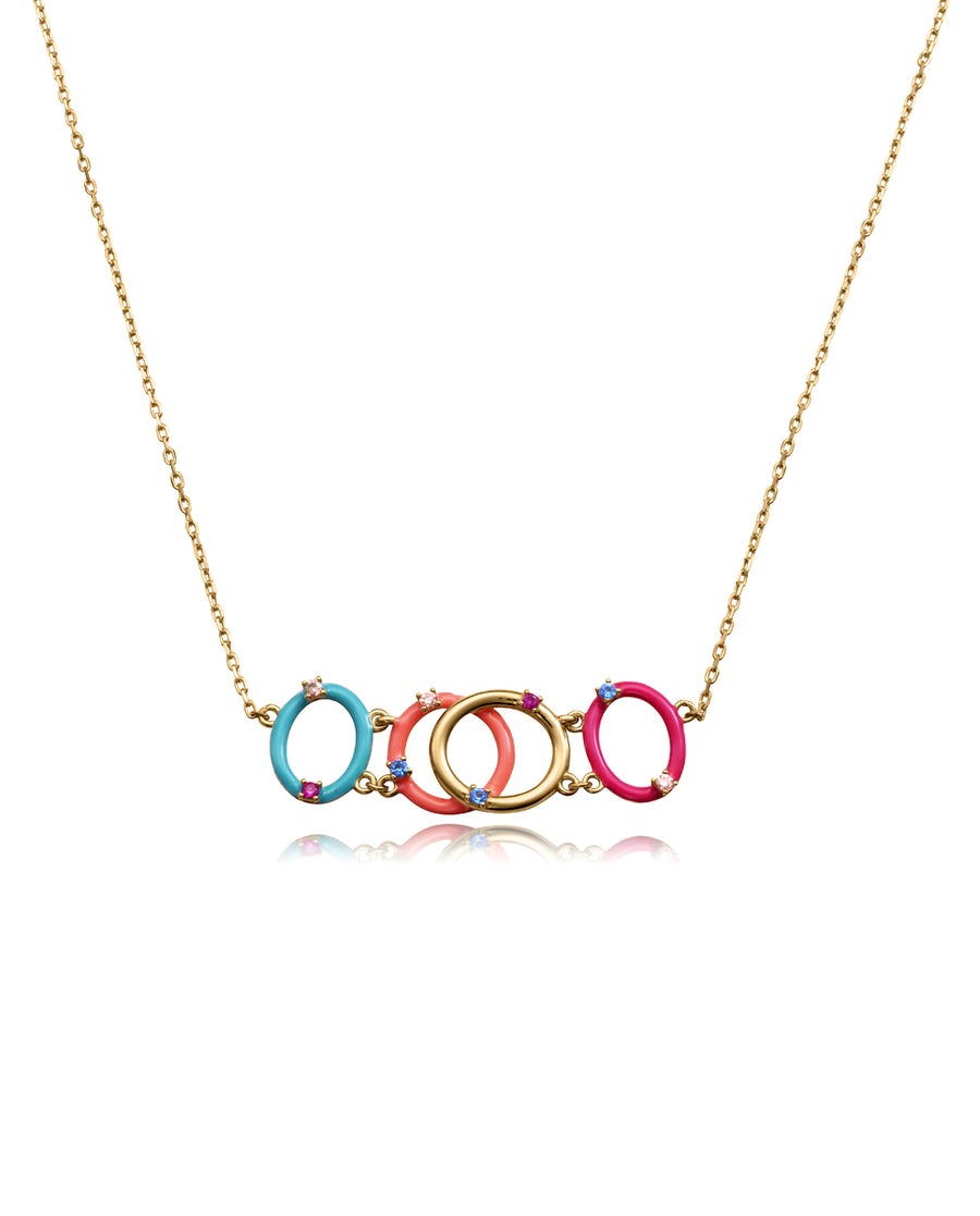 Sterling Silver Necklace With Gold Plating, Multi