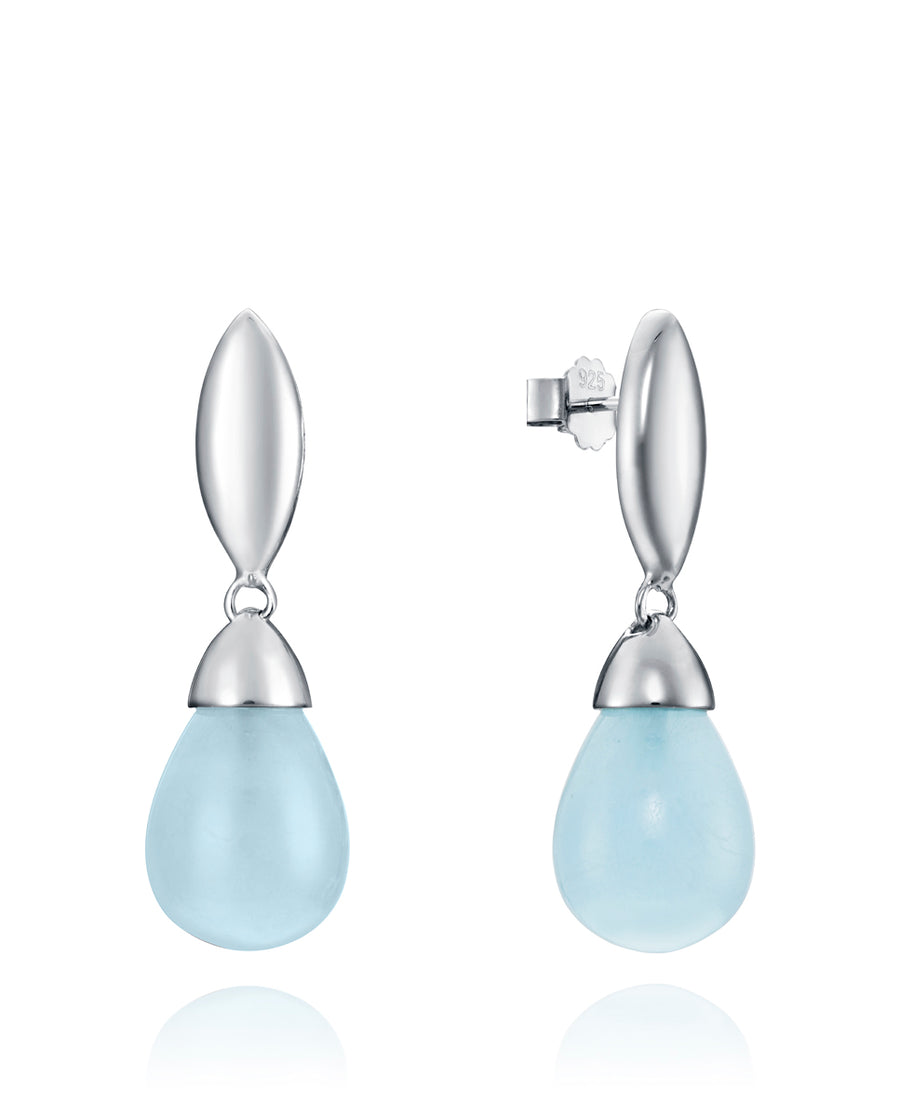 Sterling Silver Earring With Aquamarine Lady Jewel