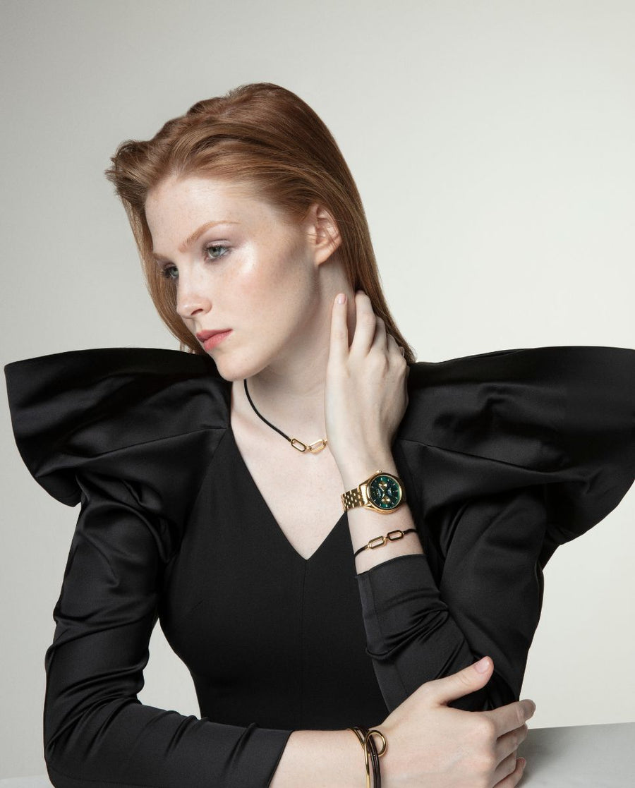 Collar Acero Ip Negro Y Dorado Sra Fashion