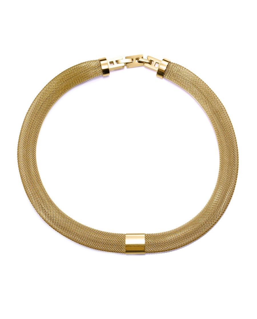 Steel Ip Gold Mesh Necklace: Length 42 Cm Lady Fa