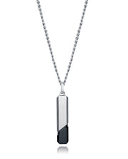 Collar Acero E Ip Negro Placa Sr Fashion