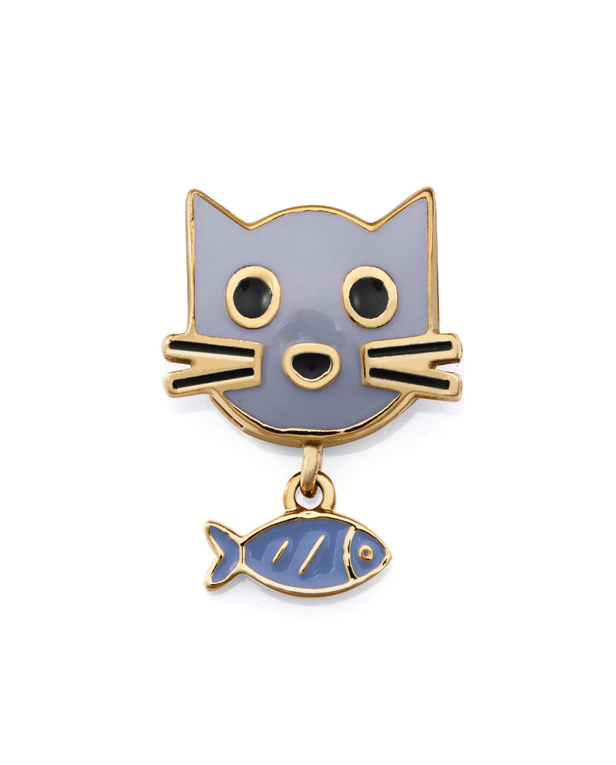 Motivo Acero Ip Dorado Emalte Gato Sra Fn