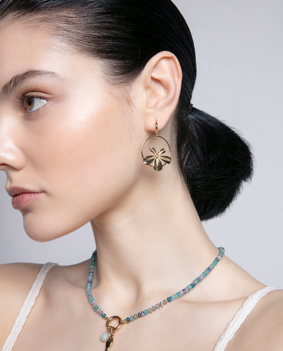 Steel Necklace In Ip Gold With Natural Stones: Le
