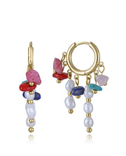 Steel Earrings Ip Gold Hoops With Coloured Natura