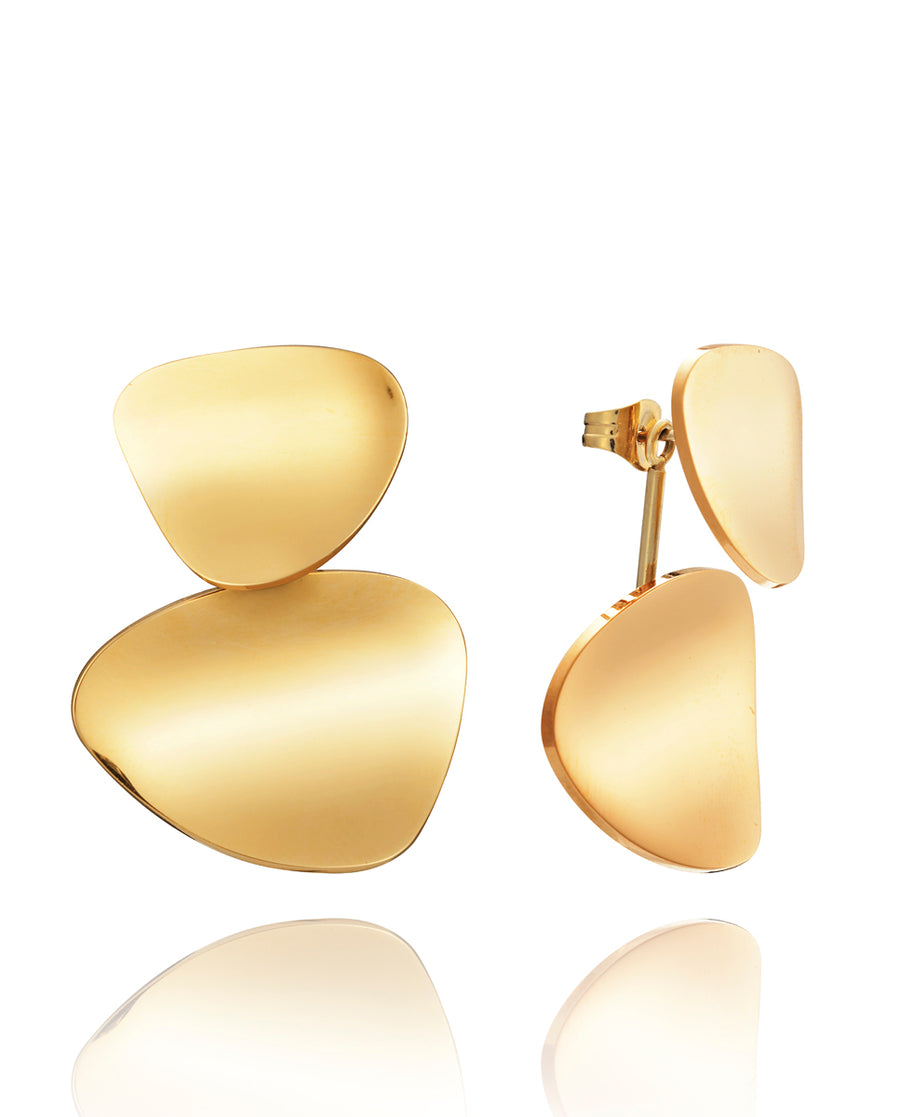 Steel Earrings Multyway Ip Gold Lady Fashion