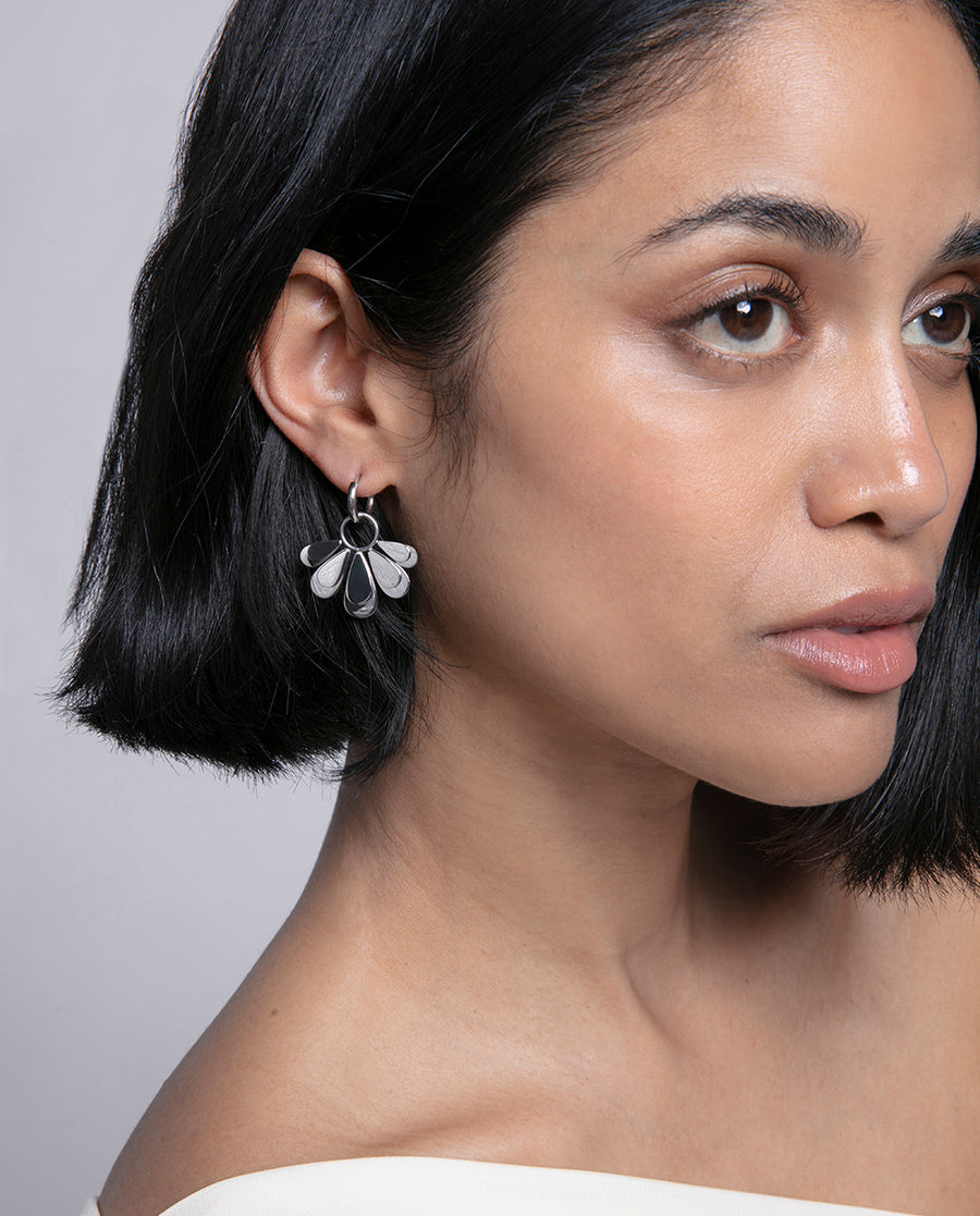Steel Earrings With Flower: Length 3,2 Cm Lady Fn