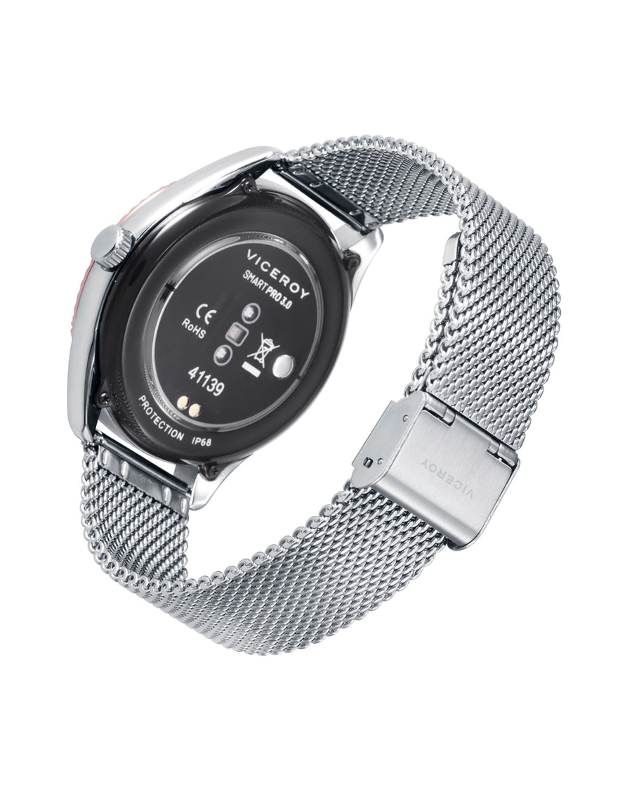 Reloj Smart Acero Ip Rosa Brazalete Sr Va