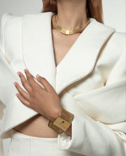 Puls Acero Ip Dorado Mesh Cuff Sra Fashion